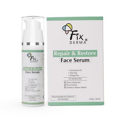 Fixderma 5% Cica Extract Repair & Restore Face Serum for Sensitive Skin | Aloevera Face Serum | Cica Glow Face Serum with Omega Plus | Face Serum F