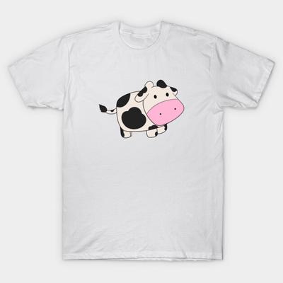 Asian Size Cotton Unisex Tshirt Print T-shirt Cow T-shirt No-Cut Print Regular Fit