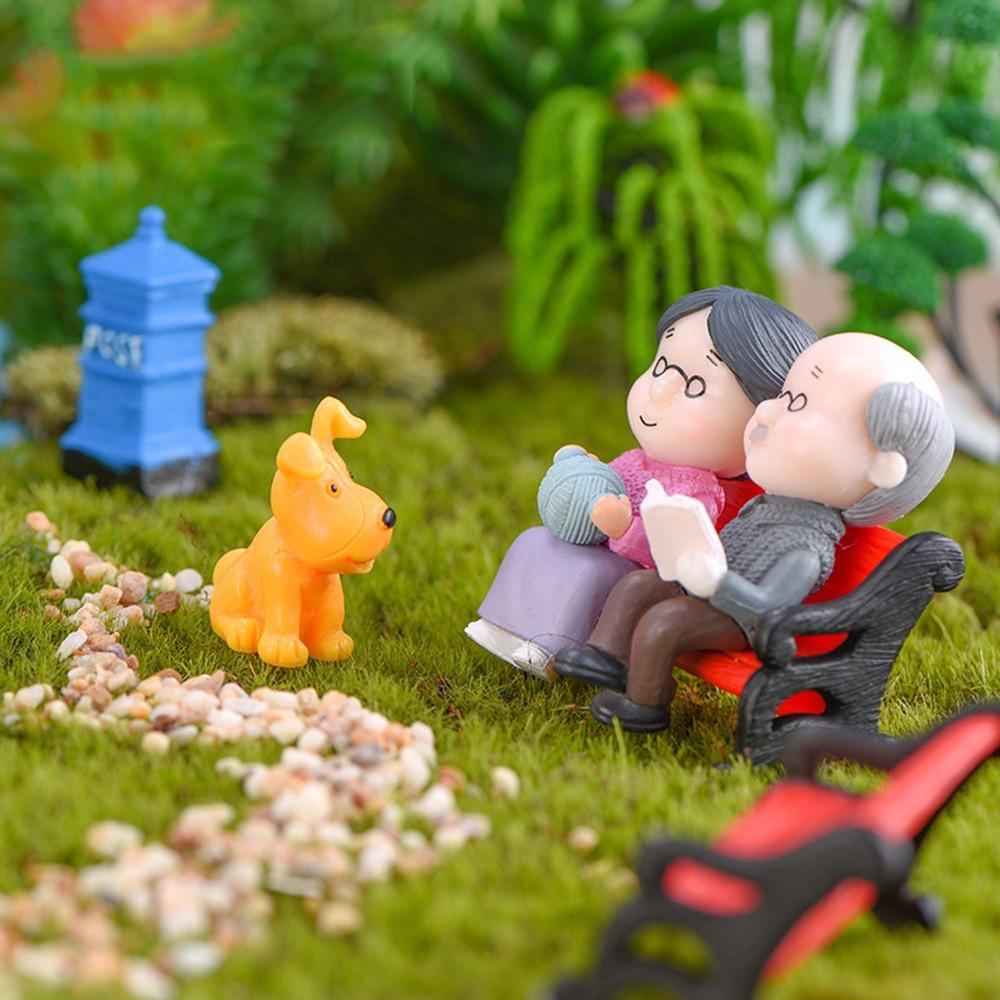 Mini Couple Figures Grandma Grandpa Sweety Lovers Old  Ornament for Fairy Garden Figurines Miniature Home Decoration