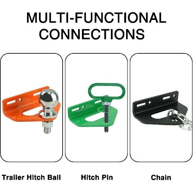 Zero Turn Mower Trailer Tow Hitch 1/4"(6mm) - Heavy Duty Lawn Mower Trailer Hitch 3/4" Hole Center with 2 Types Carriage Bolt Orange
