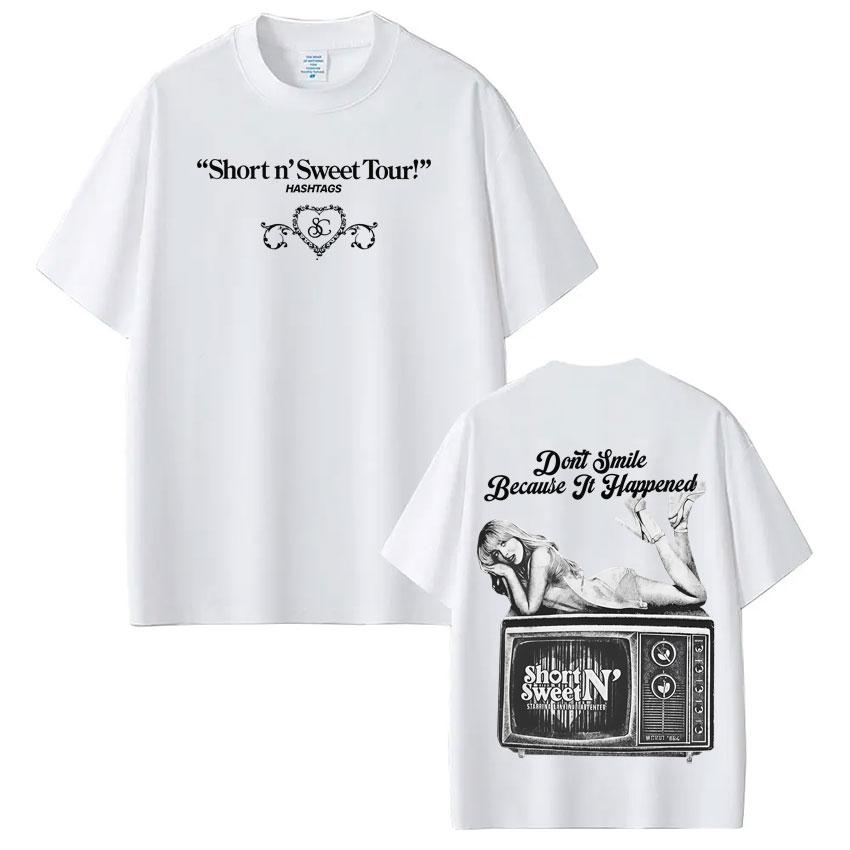 Sabrina Carpenter Short and Sweet Tour Graphic Tees Men Women Pop Music Vintage Fan Gift Tshirts Cotton Casual Fashion Tshirts