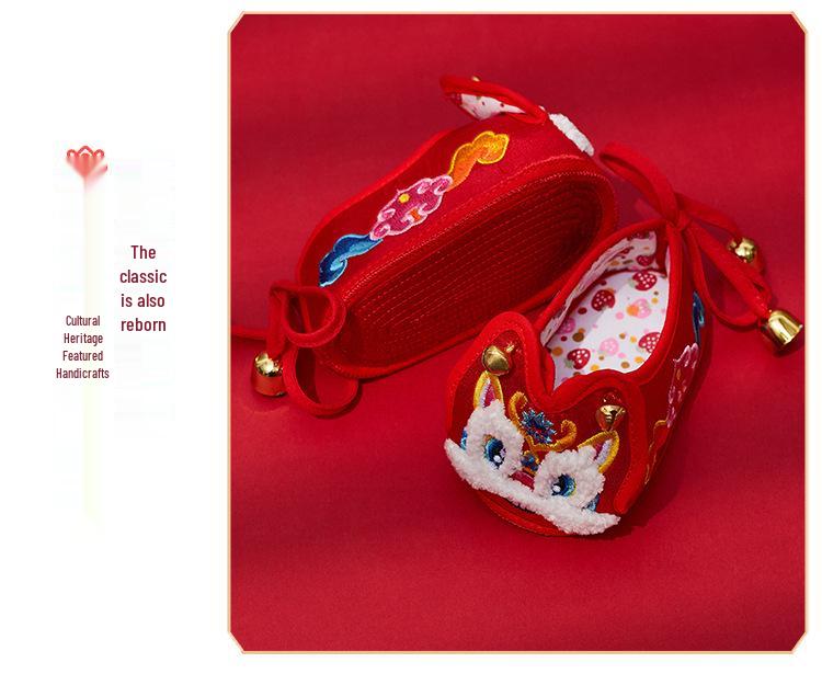 Infant Soft Sole Embroidered Shoes - Dragon & Tiger Design