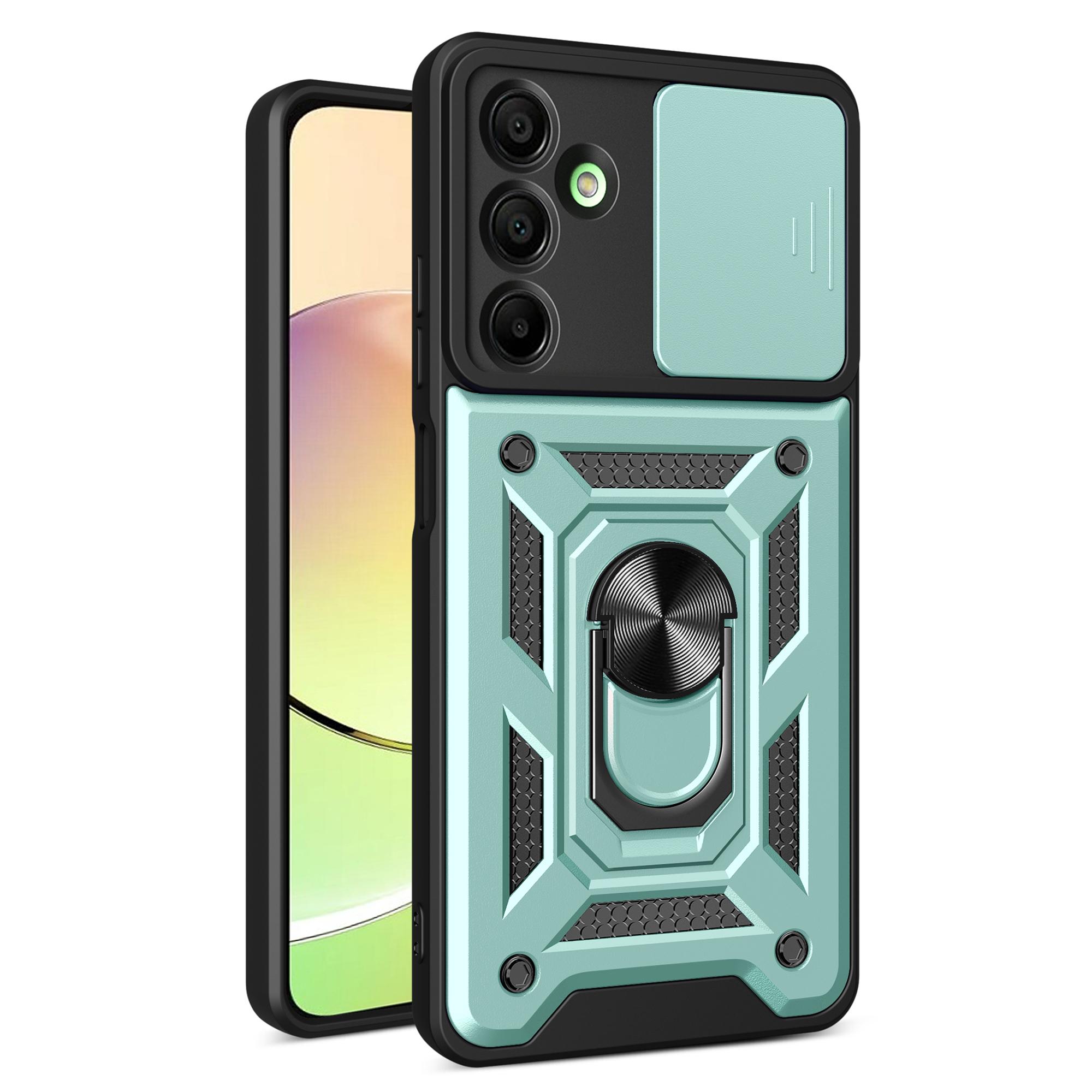 

For Samsung Galaxy A16 5G/A16 4G Case with Slide Camera Lid PC+TPU Kickstand Phone Cover Green