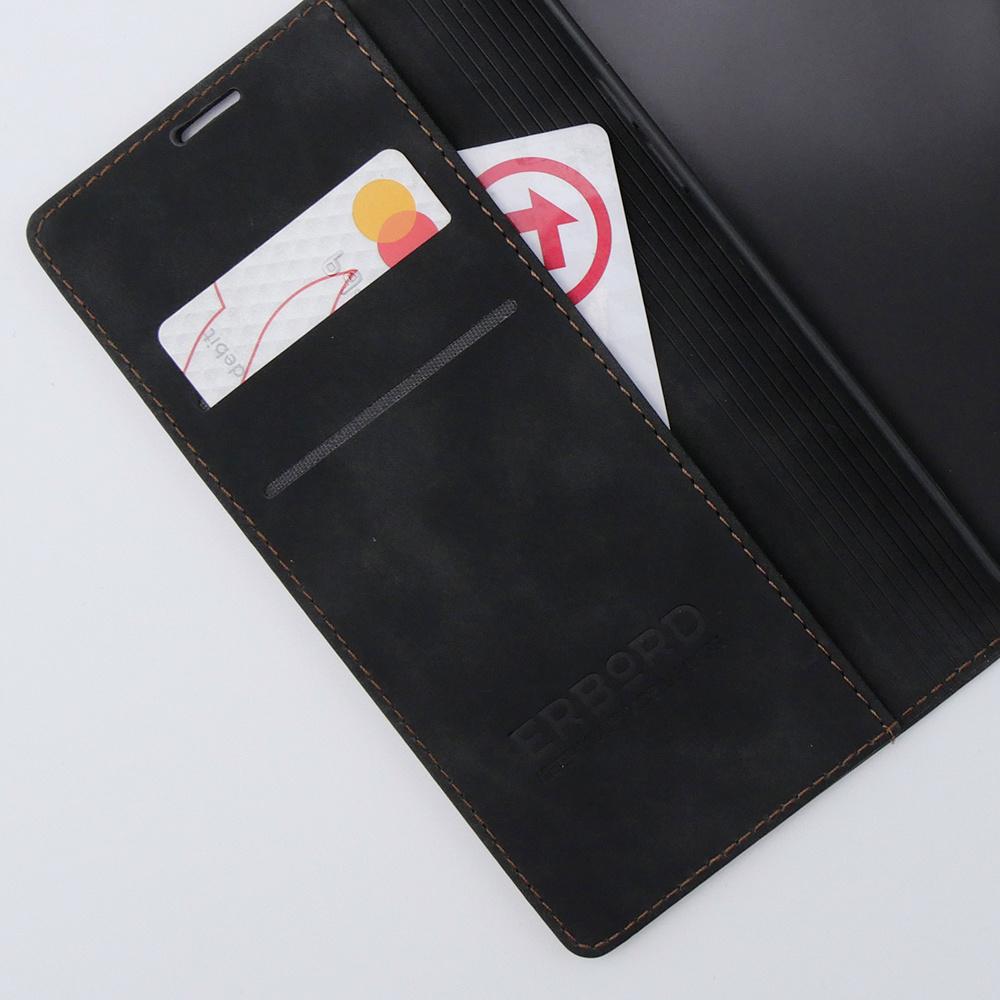 ERBORD Vintage Wallet Case for iPhone 15 Pro Max with Flip, Black