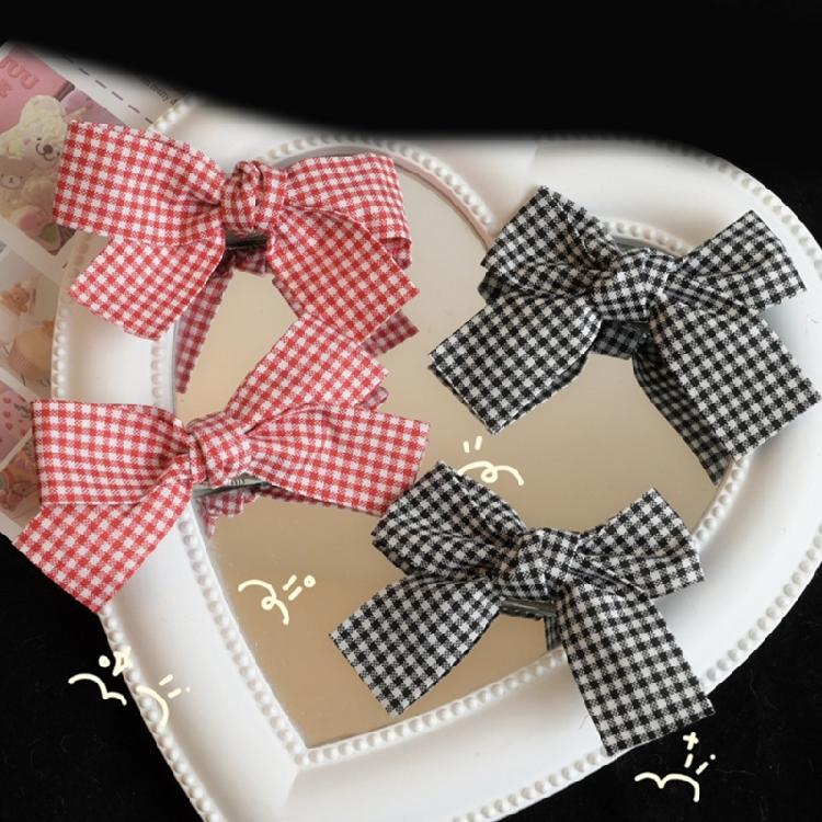 Bow Plaids Hair Clip Y2K Style Hairpin Sweet Balletcore Bunches Hair Clips