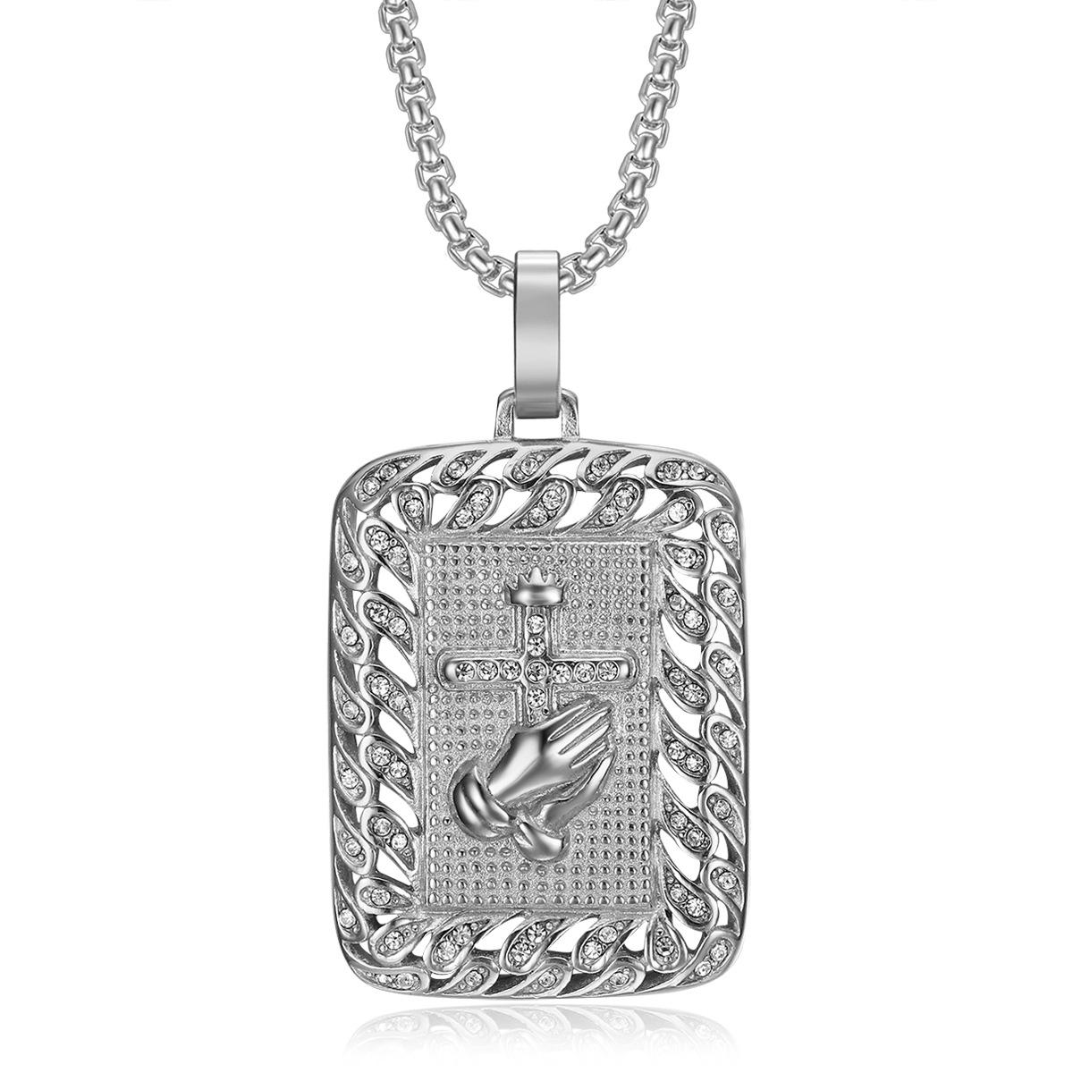 Prayer Buddha Hand Pendant Necklace 2026 Jewelry Fashion Trend Inlaid Zircon Men s Party Jewelry Accessories 60CM