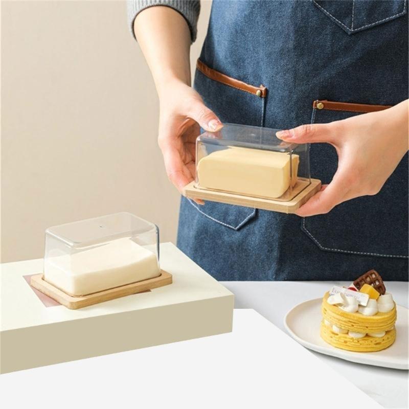 Butter Dish with Clear Lid Rectangular Cheese Storage Tray Countertop Butter Keeper Storage Container Easy To Use