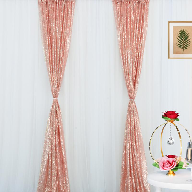 2 Stück 61 cm * 243 cm Pailletten-Vorhang für Hochzeit, Geburtstag, Halloween, Party, Dekoration, Fotografie, Live
