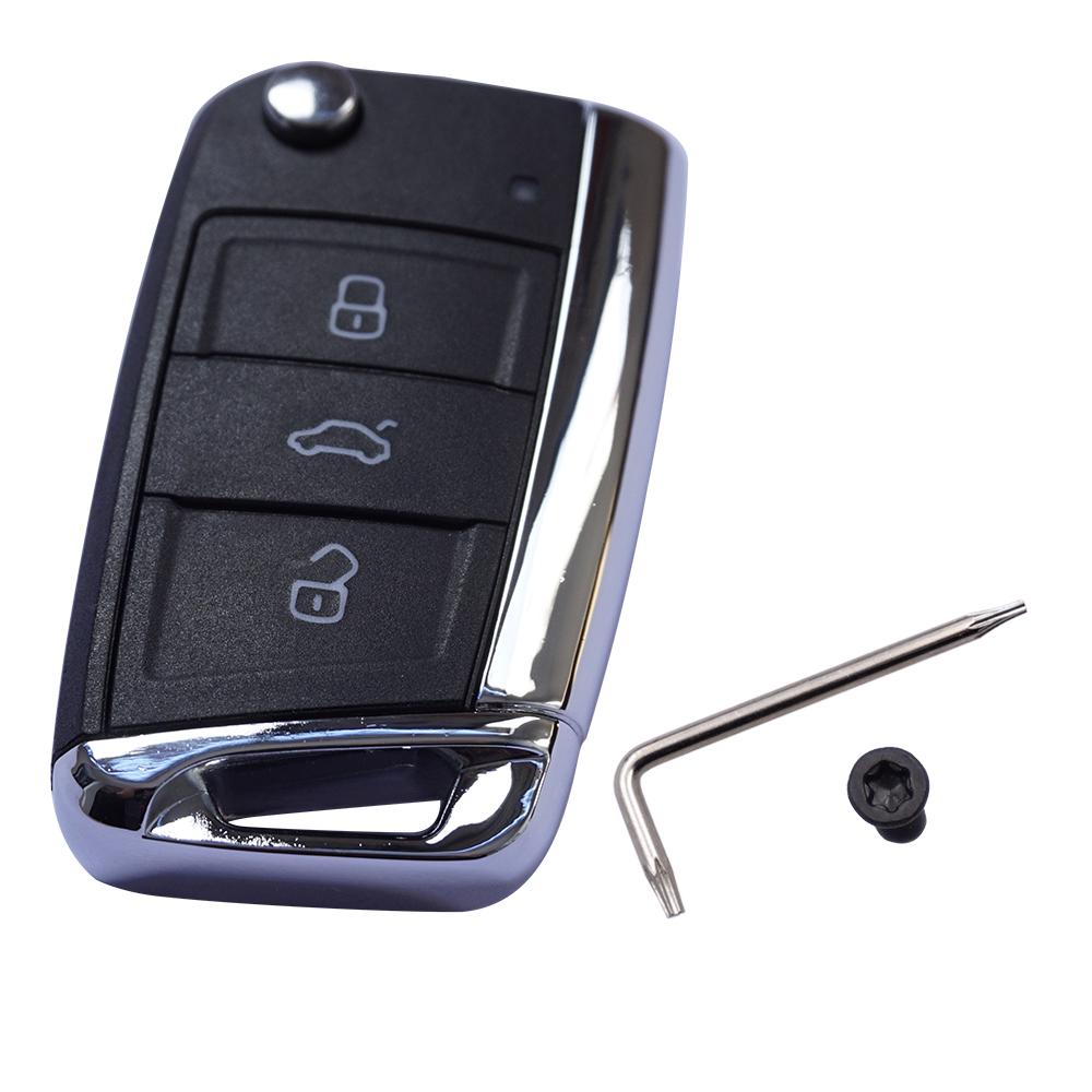 Cocolockey Flip Key Shell For Vw Gollf 7 Mk7 For Skoda Octavia A7 For Seat Remote Folding Car Key Uncut Hu66 Replacement