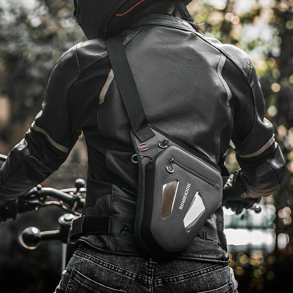 Motorcycle leg bag, thigh belt, shoulder bag - black