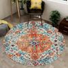 Runder orientalischer Blumenteppich - Lebendiges Orange/Blau/Rot Symmetrisches Design, Böhmischer Teppich für das Wohnzimmer, Künstlerisches Statement-Stück