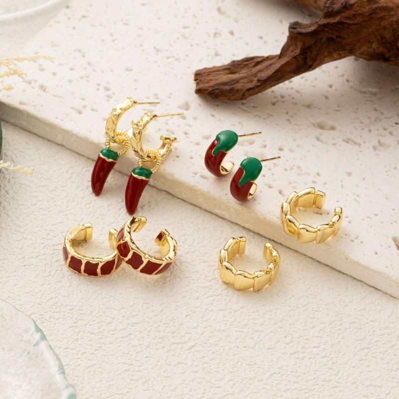 Trendy Chili Shaped Earrings Sturdy Stainless Metal Comfort Fit Ear Studs Jewelry For Women And Girls