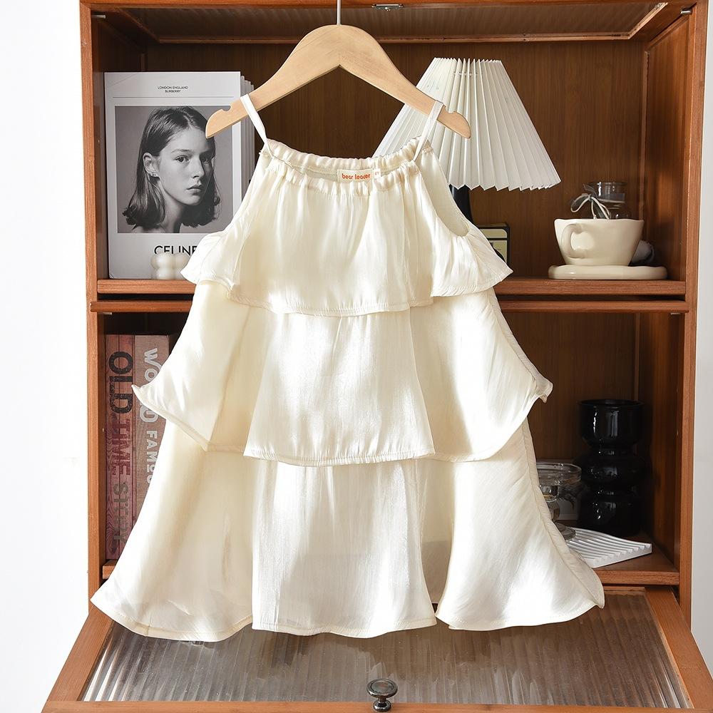 Girls Summer Elegant Tiered Cake Dress Sweet Vacation Sleeveless Sundress for Kids 100cm