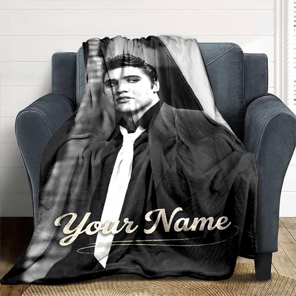 Elvis Presley Customize Your Name Blanket Gift Personalized Blanket Durable Comfort for Seaside Couch Livingroom Nap for All Occasions