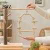 Parrot Beak Care Toy Bird Swing Perch, Wooden Blocks Chew Toy, Beaded Arch Chewing Accessory Swing, Cage for Lovebird Budgie Cockatiel Conure