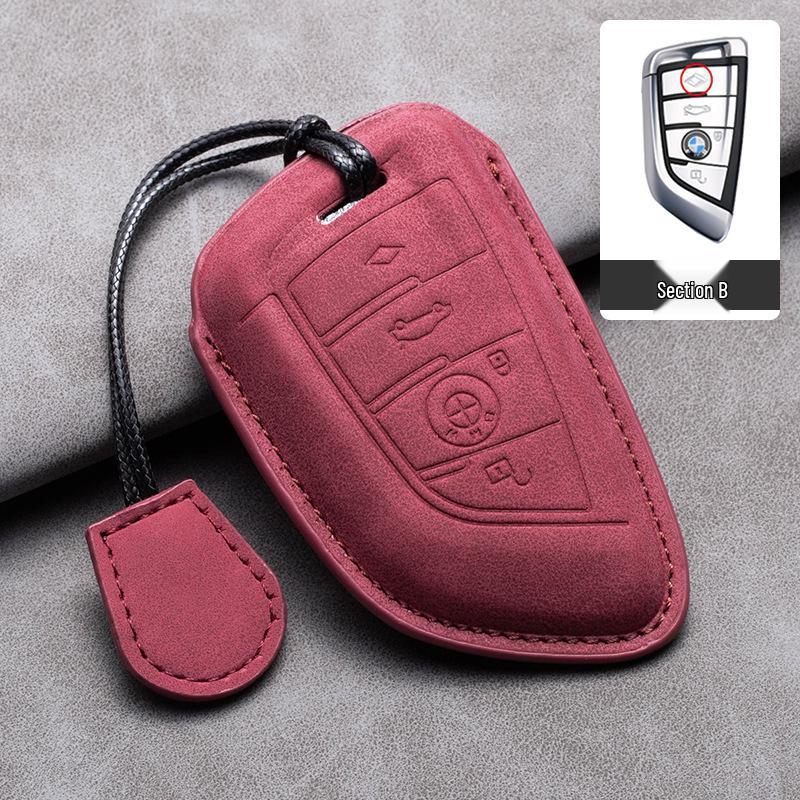 Compatible Leather Keychain Shell for BMW Series: Fits X1, X3, X5, 1 Series, 3 Series, 5 Series, 6 Series, 7 Series, NFC Card Snap