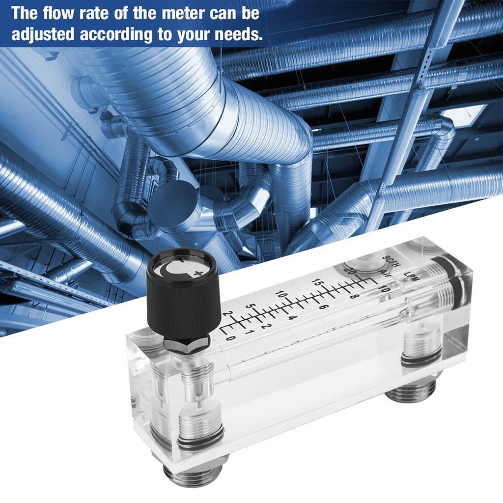 LZM6T Acrylic PMMA Adjustable Panel Type Gas Flowmeter 1 10LPM 1 4 BSP M18*1.5