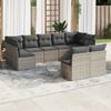 Vidaxl 9-Cz. Garden Furniture Set With Cushions, Grey, Poly Rattan