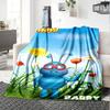 Barry Blue Bee Maya The Bee Cartoon Character Print Flannel Blanket Soft Warm Throw Blanket for Sofa Bed Living Room