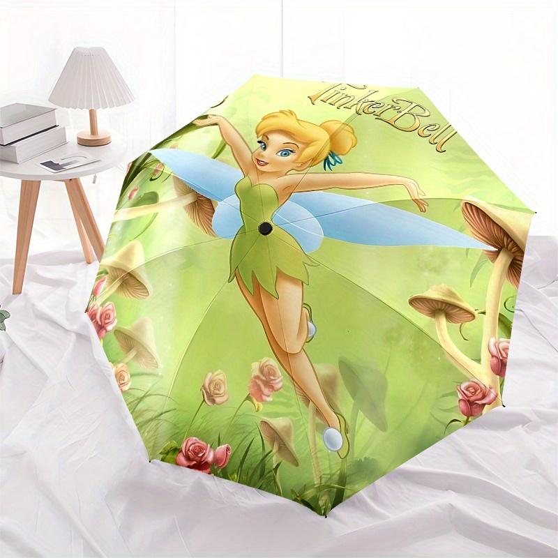 Tinker Bell, Fairy Automatic Opening and Closing Umbrella, Compact Travel Umbrella, Lightweight and Portable, Suitable for Beach Commuting B