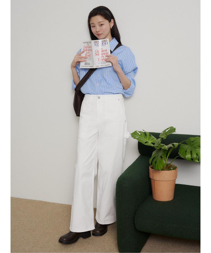Binpolleidiseu [B. My] Denim Carpenter Pants - Ivory (Bf6221N020)