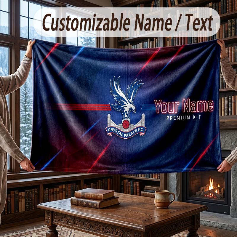 Custom Name Flannel Throw Blanket Crystal Palace Pattern Warm Home Decoration