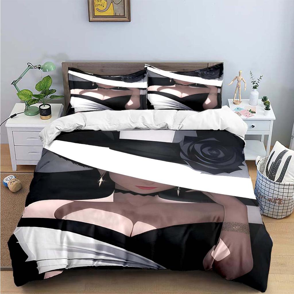 Fashion New Woman-Sexy Black And White Print Bedding Sets Bed Supplies Set Duvet Cover Bed Comforter Set Bedding Set Luxury Gift