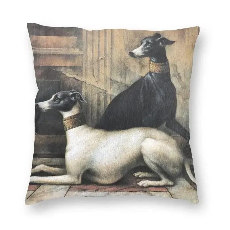 Greyhounds With Gold Collars Pillow Case Home Decorative Sihthound Dog Nordic Cushion Cover Velvet Pillowcase For Sofa