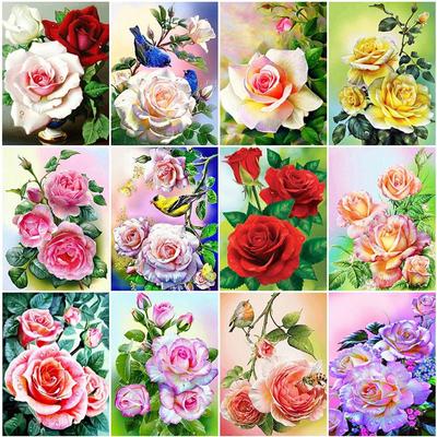 5D DIY Diamond Painting Pretty Flowers and Colorful Birds Diamond Embroidery Cross Stitch Kit Full Rhinestone Mosaic Home Decor
