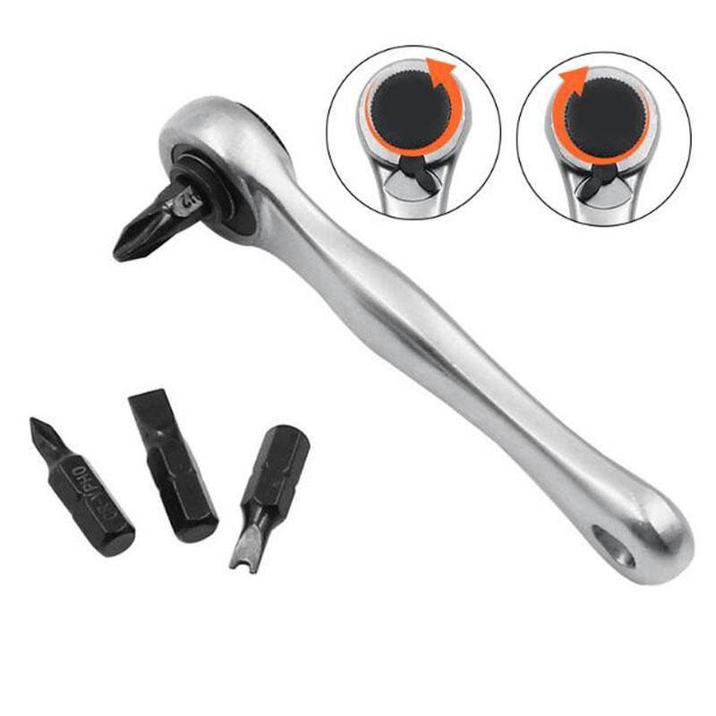12Pcs Portable Mini Ratchet Wrench Close Quarter Adjustable Ratcheting Screwdriver Bits Set with 1/4 Drive Tool Sets
