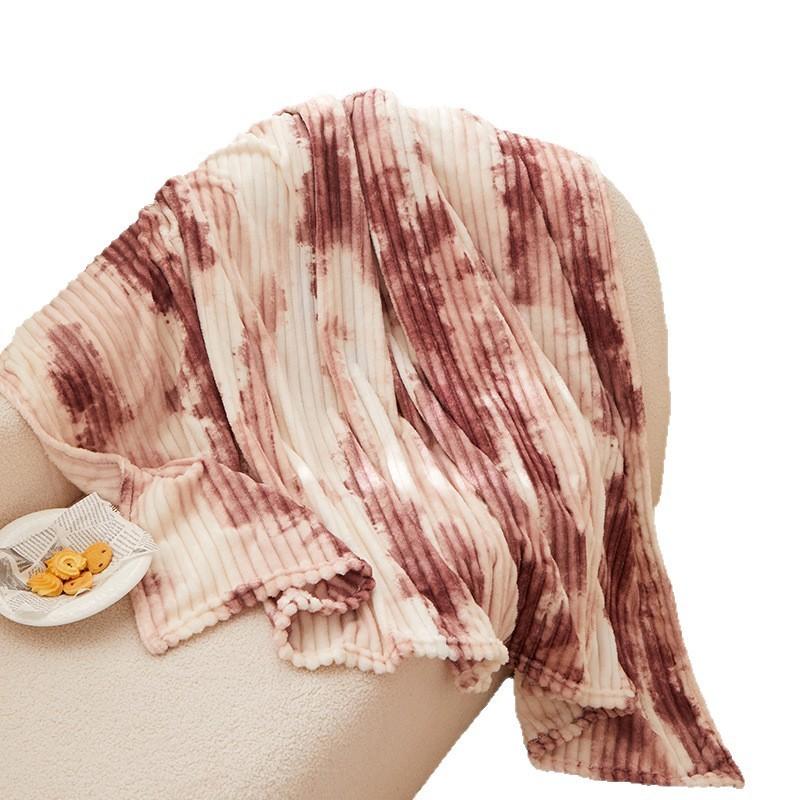 Polyester Fleece Blanket With Artistic Tie Dyeing Design For Cozy Home Use