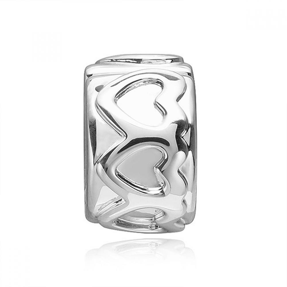 Pandora Row Of Hearts Clip Silver Charm 791978