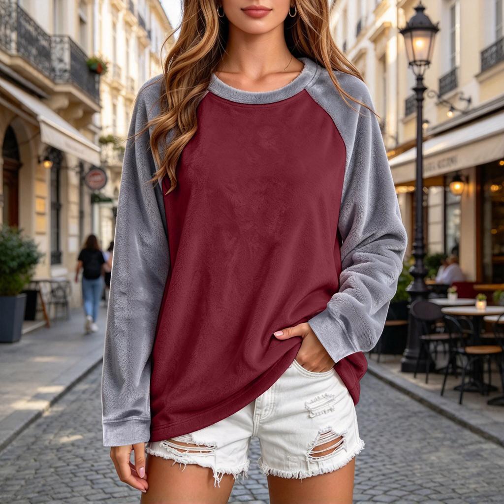 Women's Velvet Color Block Top