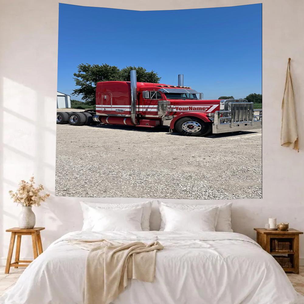 Peterbilt Heavy Trucks Custom Your Name Wall Decor Tapestry Art For Pet Memorial Birthdaywedding Party Backdrop Family Gift