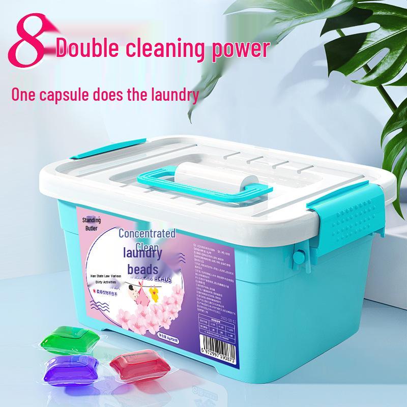 Lijia Housekeeper Concentrated Laundry Gel Beads - 80 Pack, Mixed Color Perfume, Stain Removal & Long-Lasting Fragrance.