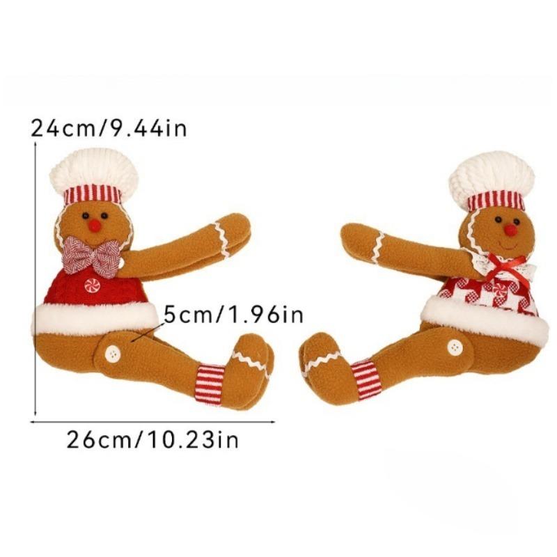 Christmas Curtain Buckles, Decorative Items, Cartoon Couple Gingerbread Dolls, Curtains Hugging Party Dolls, Holiday Decorations