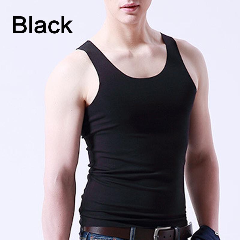 Canottiera attillata slim casual da 1 pezzo Canotta da uomo in seta di ghiaccio senza cuciture Canotta rimbalzante Solido elastico