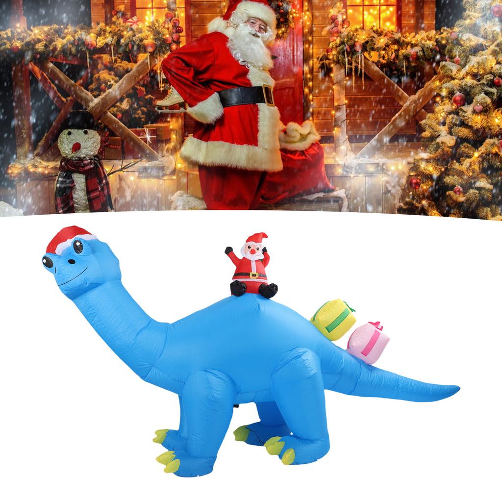 Inflatable Blue Dinosaur Xmas Decor 5.9ft High 10.2ft   LED Blow Up Dinosaur Fath  Xmas Decoration for Outdoor Yard Party