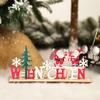 Christmas Wooden  Elk Snowman Desktop Decoration Small Ornaments