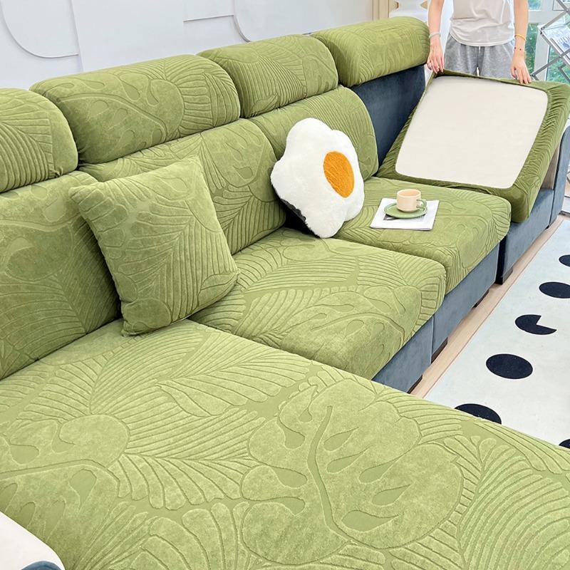 New Waterproof Fabric Sofa Cover Jacquard Solid Sofa Cushion Seat Case Stretch L-Shaped Cover Living Room Furniture Protector