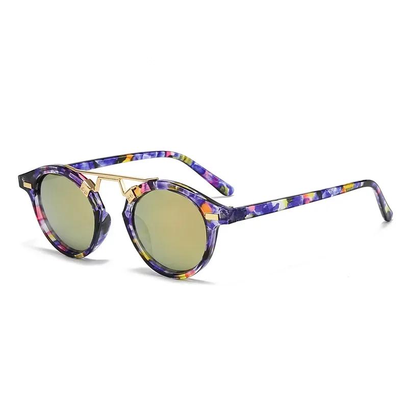 Fashion Round Lady Sunglasses Leopard Print Color Sun Glasses Daily Style Accessories for Women