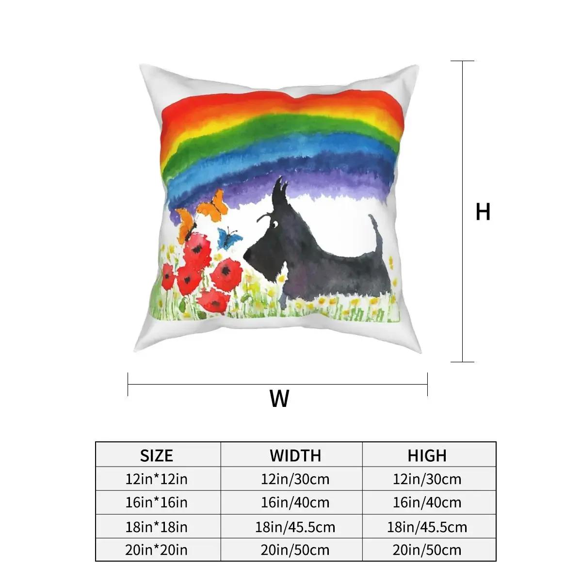 

Радужная наволочка на декоративную подушку с шотландским терьером, полиэстер, наволочки на подушки 66x66cm чёрный