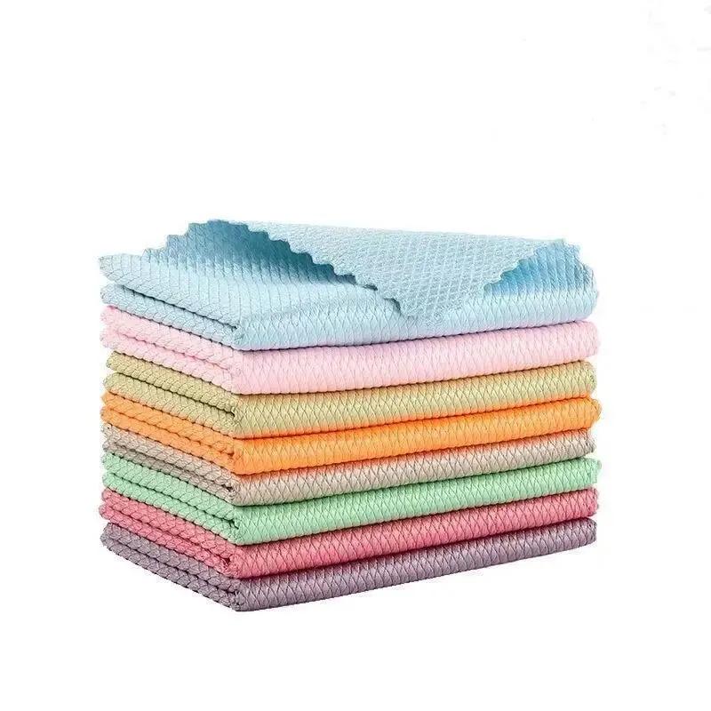 5pcs Glass Cleaning Cloth Microfiber Dish Washing Cleaning Cloth Efficient Reusable Wiping Absorbent Rag Kitchen Supplies