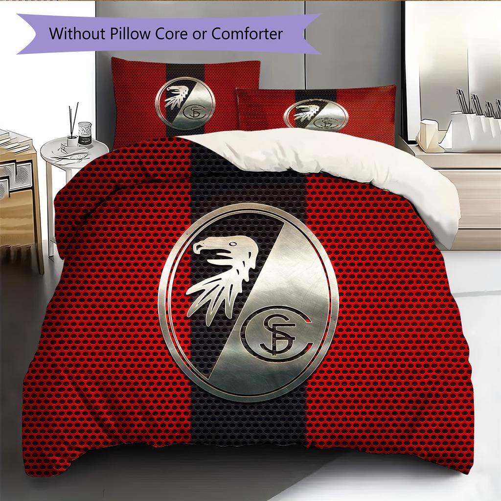 SC Freiburg Pattern Bedding Quilt Set Home Decoration Gift (1 * Duvet Cover + 2 * Pillowcase Without Core).xwn