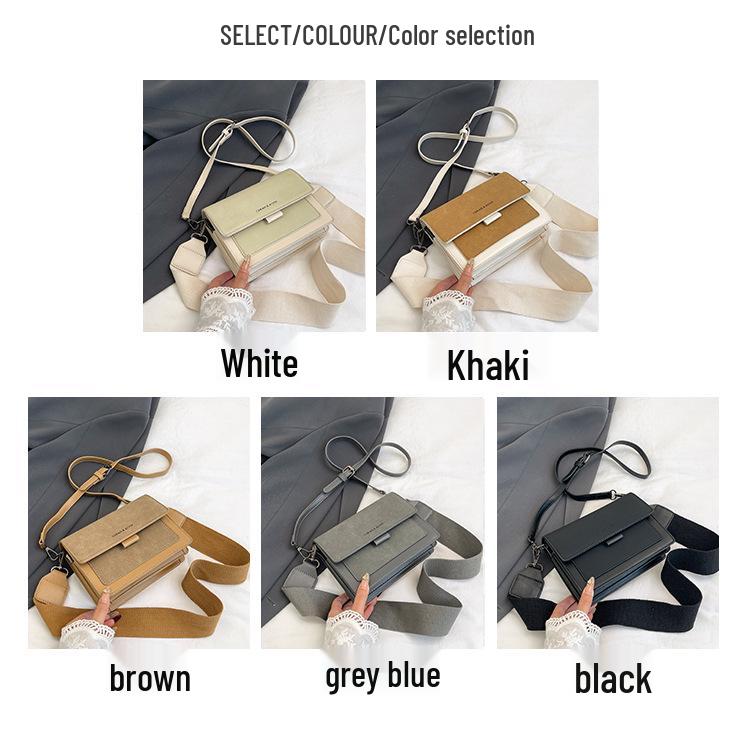 Yuezi Chic Damen 2025 Koreanischer Stil Kleine Quadratische Umhängetasche mit Breitem Riemen