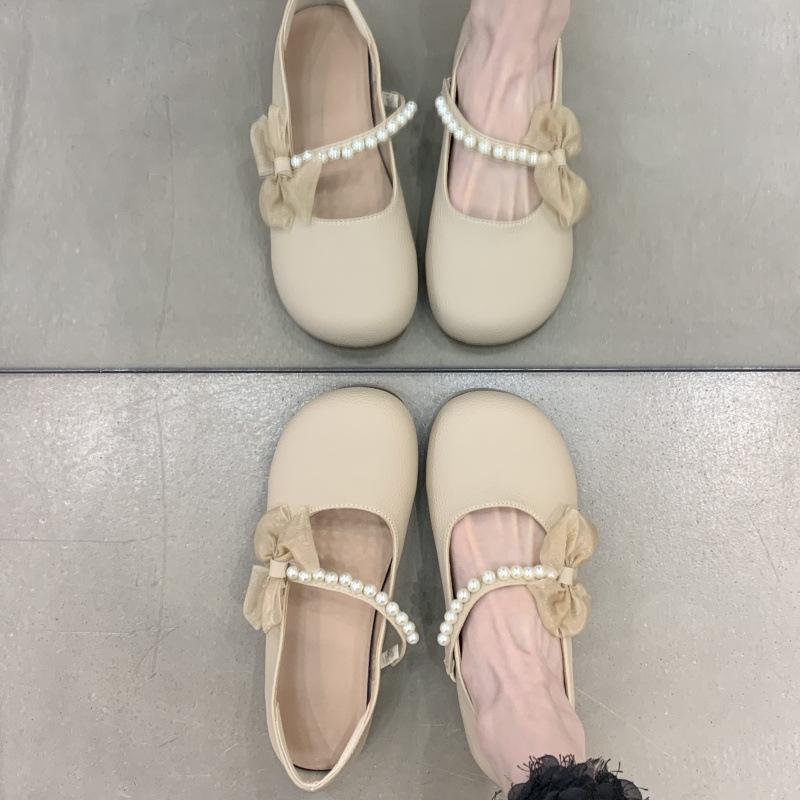 Temperament French Mary Jane Single Shoes Women's Flat Bottom Summer 2025 New Versatile Fairy Style Bow Beanie Shoes