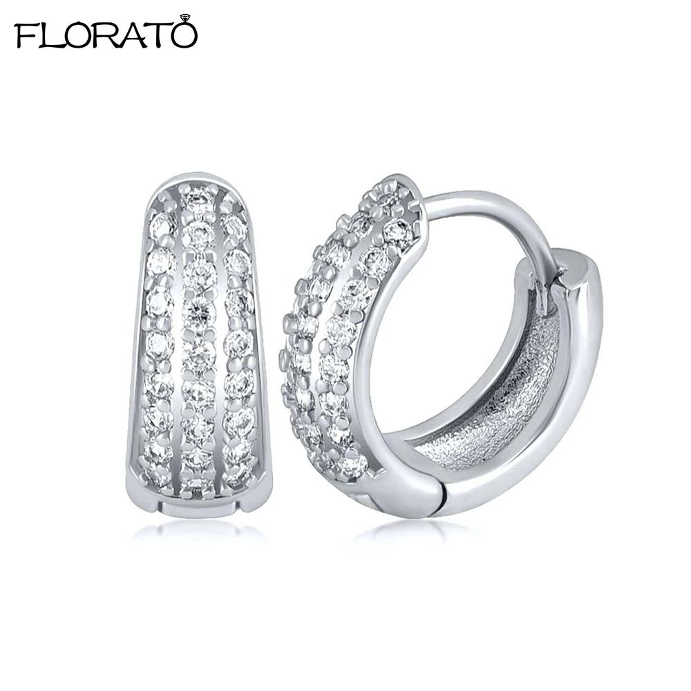 

925 Sterling Silver Needle Luxury Gold Hoop Earrings for Women 2024 New Sparkling Zirconia Earrings Fine Jewelry Accessories