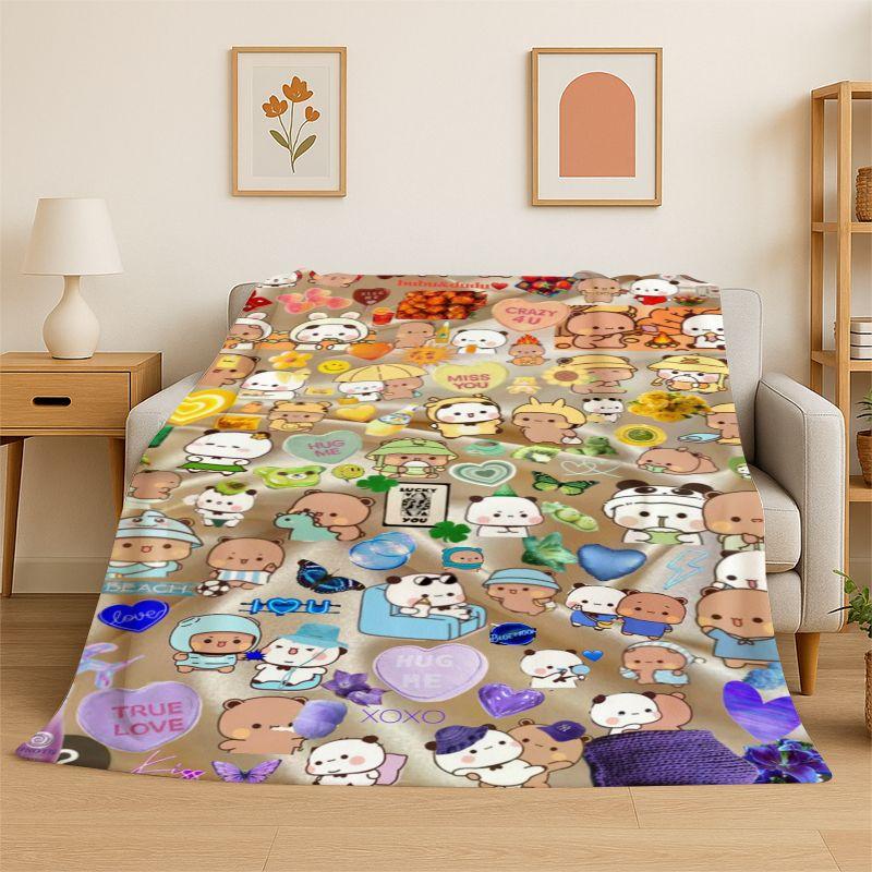 Cute Bubu Dudu Love Cartoon Bear Soft Flannel Throw Blanket,Cozy Blanket for Bed,Couch,Sofa,Bedroom,Living Room,Travel,Camping