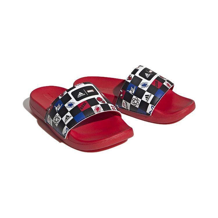 Disney X Adidas Adilette Comfort Slide J Spider-Man Checkerboard Kids Sneakers Black Core-Black Cloud-White HP7758