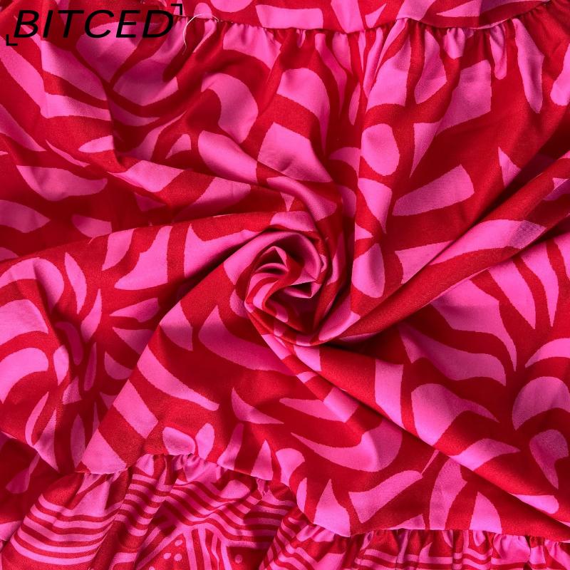 BITCED Spring Women's Wear: Elegant Commuter Fashion - Printed Loose-Fit Plus Size Dress